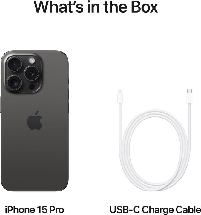 Produktbild Apple iPhone 15 Pro (128 GB, Black Titanium, 6.10", SIM + eSIM, 48 Mpx, 5G)