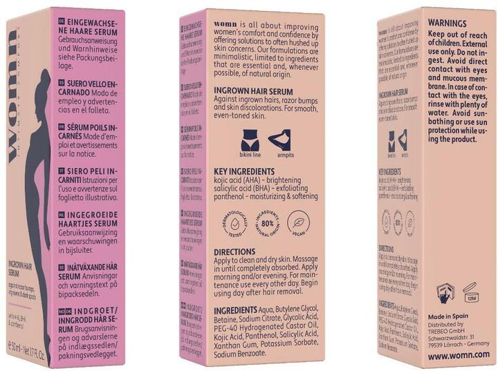 Nährwerte und Zutaten womn Serum gegen eingewachsene Haare 50 ml (50 ml, 1 x, 95 g)