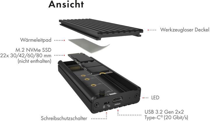 Actual product image Icy Box Externes Gehäuse IB-1917M-C32a M.2 (M.2 2280, M.2 2230, M.2 2260, M.2 2242)
