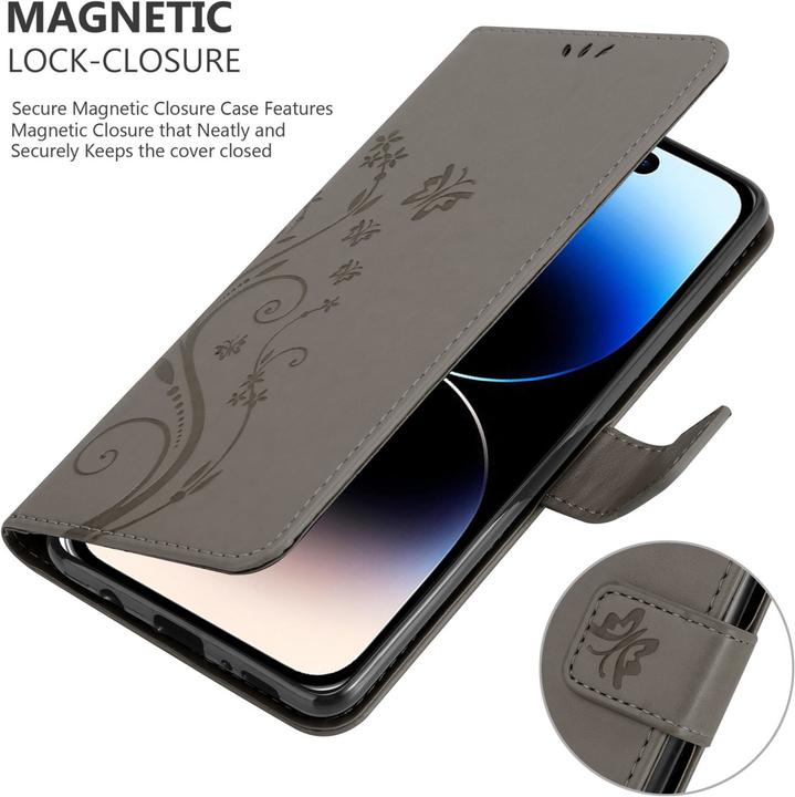 Actual product image Cadorabo Cover for Apple iPhone 14 PRO MAX in Flower Book Style (Apple iPhone 14 Pro Max)