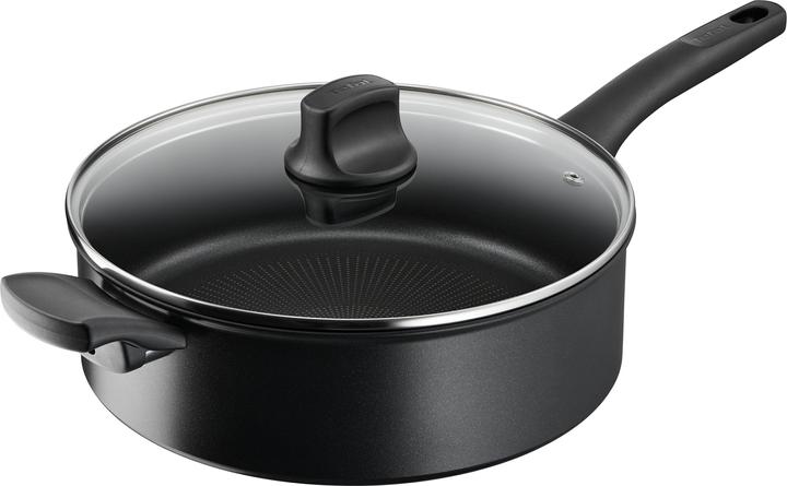 Tefal Hard Titanium ON Schmorpfanne mit Deckel 28cm (28 cm, Bräter + Schmortopf, Aluminium)