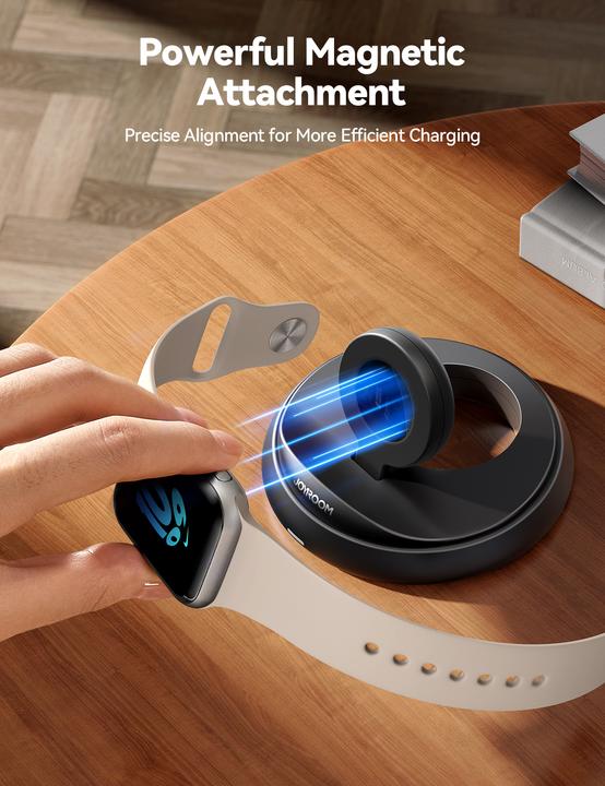 Actual product image Joyroom Foldable Wireless Charger for Apple Watch/iWatch - Black (3 W)
