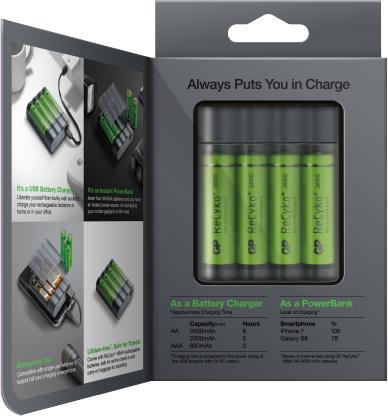 Produktbild GP Batteries Battery Charger Charge Anyway (1 Stk., AAA, AA, 2600 mAh, Ladegerät inkl. Akku)