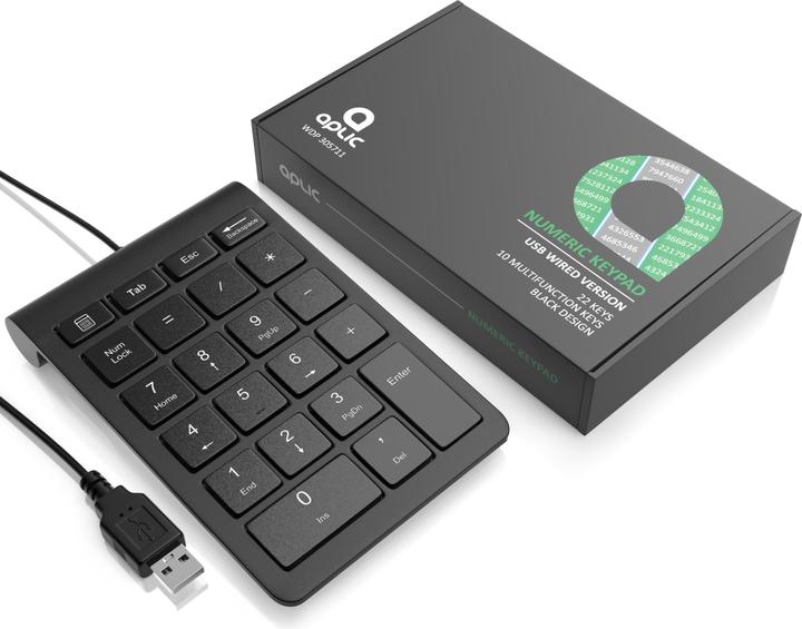 Image du produit Aplic Numpad 22 touches, clavier USB filaire, pavé numérique, pavé numérique clavier supplémentaire (DE, Filaire)