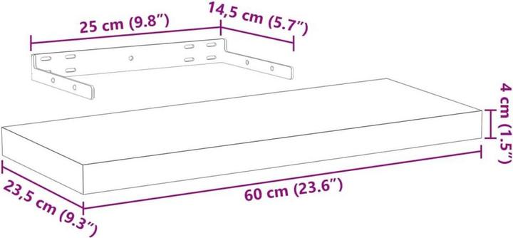Image du produit VidaXL Étagères flottantes 2 pcs. (60 x 23,5 x 4 cm)