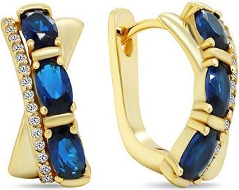 Actual product image Brilio Silver - Distinctive gold-plated earrings with blue zircons EA458YB