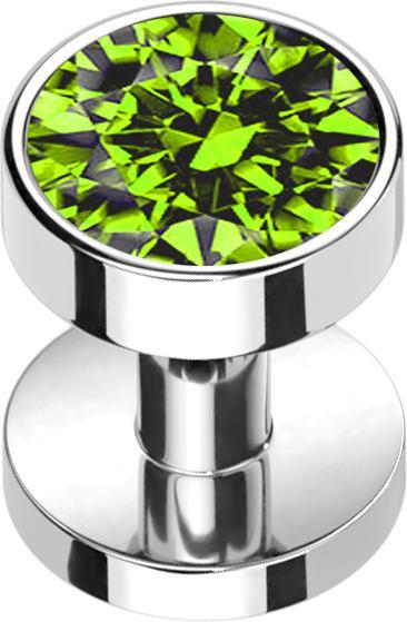 Produktbild Star Piercing Skin Diver silber mit Kristall hellgrün (ohne Messing, Titan G23)