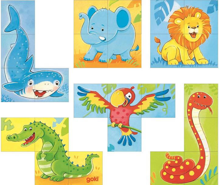 Actual product image Goki Cube Puzzle Wild Animals (4 pieces)