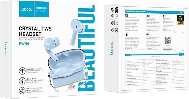 Actual product image Hoco Wireless headphones wireless earphones bluetooth TWS EW54 blue (4 h, Wireless)