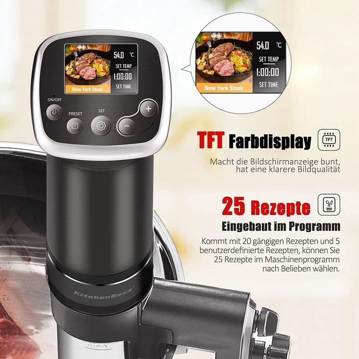 Produktbild KitchenBoss Sous-Vide Stick G322 Schwarz mit 5Stk Vakuumierbeutel