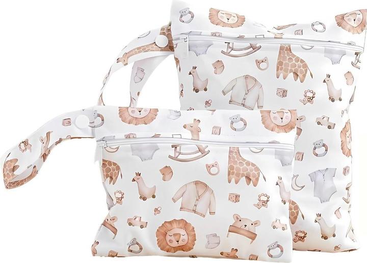 Immagine prodotto Milkii Borsa per pannolini/borsa da bagno, confezione da 2 - Safari