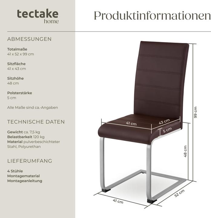 Actual product image tectake 4x Schwingstuhl
