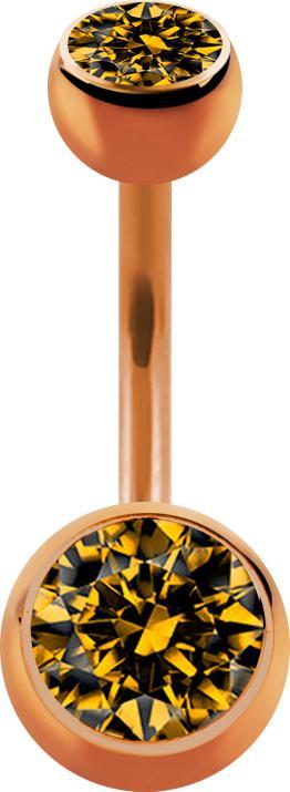 Immagine prodotto Star Piercing Banana in oro rosa con due sfere di cristallo topazio (Acciaio chirurgico 316L, senza ottone)