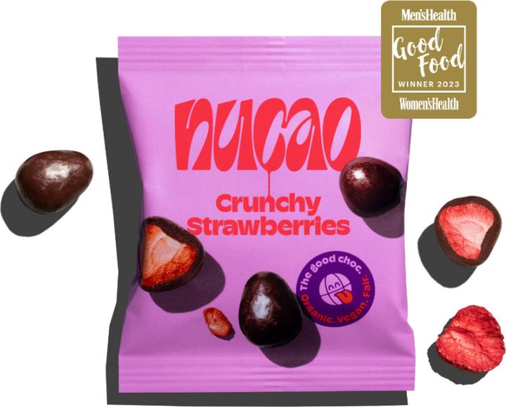 Actual product image Nucao Organic Vegan Chocolate Crunchy Strawberries 50g (60 g)