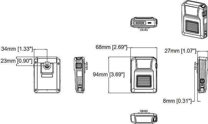 Actual product image Axis W102 BODY WORN CAMERA (1920 x 1080 Pixels)