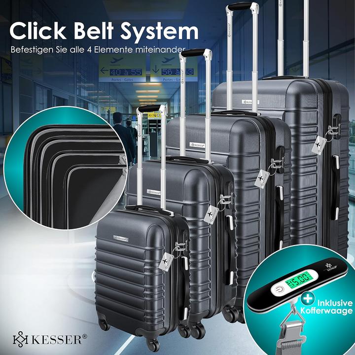 Actual product image Kesser 4-teiliges ABS-Hartschalenkofferset (120 l, Hand luggage (up to 50 litres), M (50 - 90l), XL (from 140l))
