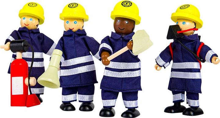Produktbild Bigjigs Tidlo Puppenhaus-Puppen aus Holz, Feuerwehrleute, 4-tlg.