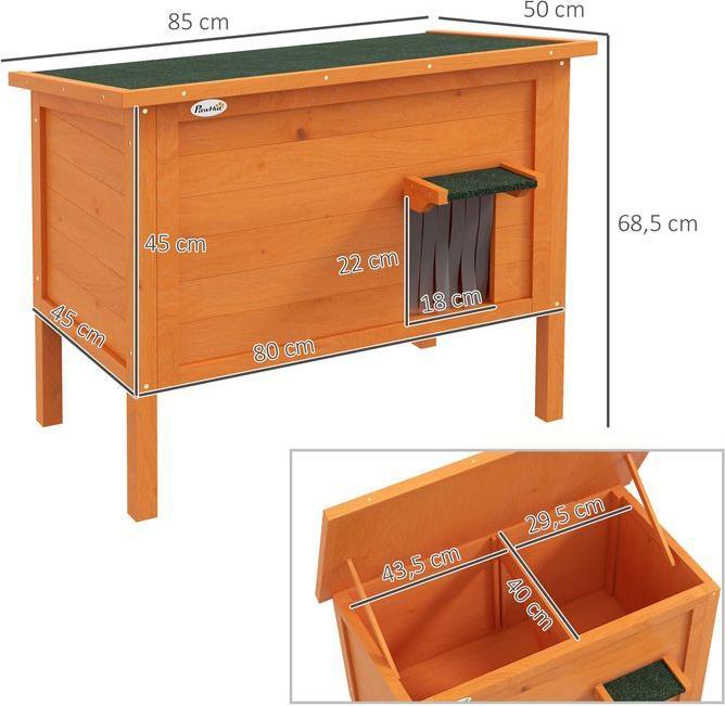 Produktbild Swisshandel24 Katzenhaus aus Holz, Katzenhöhle Outdoor, Isolierte Katzenhütte mit Türvorhang, Kleintierhaus im Erh (Katze)