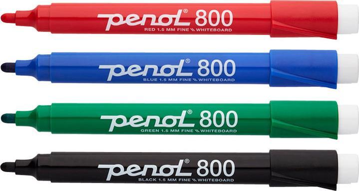 Penol 800 whiteboard marker, 1.5 mm, round, pack of 4 colours