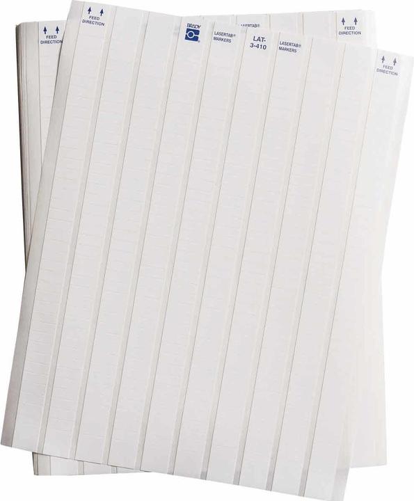 Produktbild Brady LAT-3-410-10, Polyolefin, Weiss, 16.51 x 6.35 mm, selbstzerstörend, US-Letter, 10-bahnig (10.