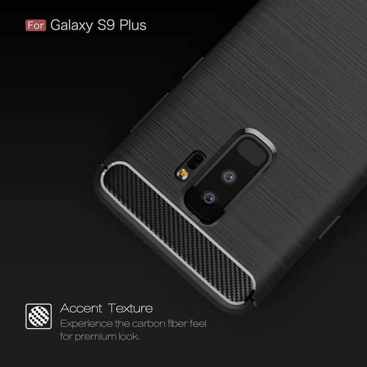 Produktbild König Design Hülle Handy Schutz für Samsung Galaxy S9 Plus Case Cover Bumper Carbon TPU Blau (Samsung Galaxy S9+)
