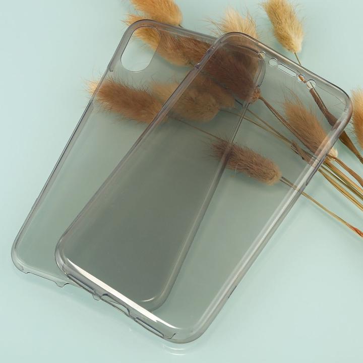 Produktbild König Design Apple iPhone X Full Body 360 Silikon Schutzhülle Handyhülle Case Hülle Grau (Apple iPhone X)