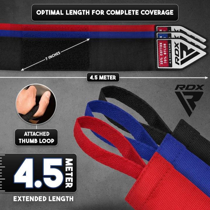 Produktbild Rdx Hand Wraps Combine Red, Black, Blue Plus