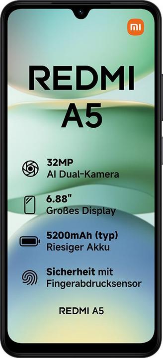 Produktbild Xiaomi Redmi A5 4G (64 GB, Midnight Black, 6.88", Dual SIM + SD, 32 Mpx, 4G)