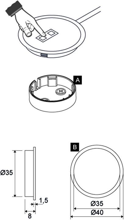 Actual product image L&S Touch dimmer switch Emotion round 12 / 24 V
