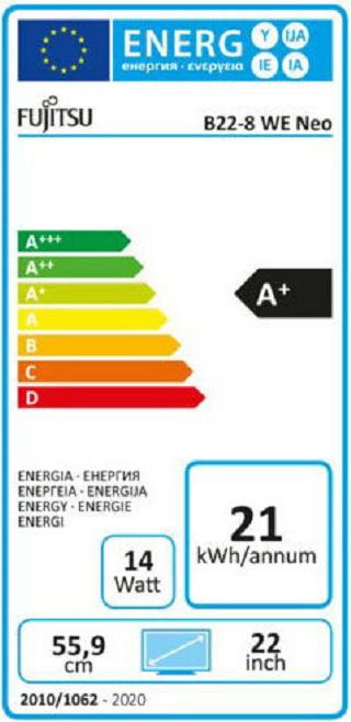 Energy Label Fujitsu B-Line B22-8 WE Neo (1680 x 1050 pixels, 22")