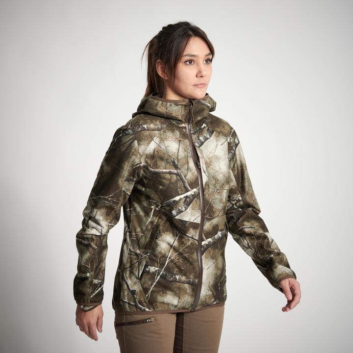 Actual product image Solognac Hunting jacket rain jacket 500 ladies low noise camouflage