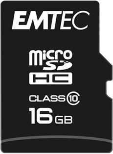 Actual product image Emtec MicroSD Card SDHC CL.10 incl. adapter (16 GB, microSD, U1, UHS-I)