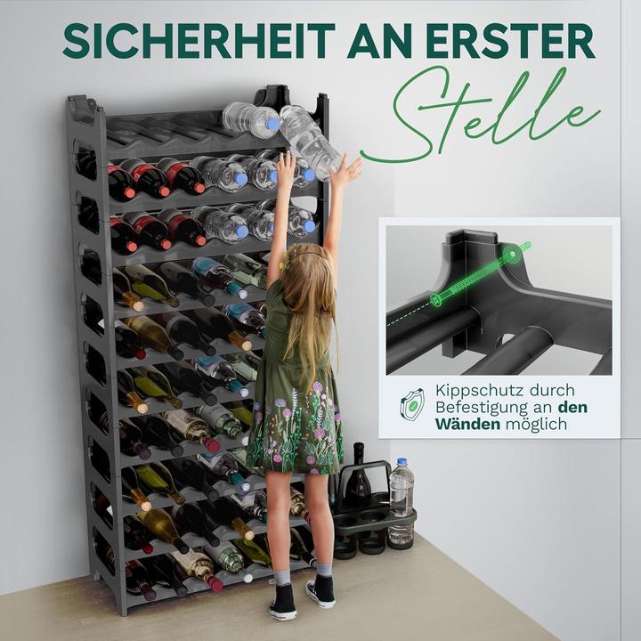 Produktbild Novaliv Flaschenregal für 36 Flaschen | Weinregal grau | Regal aus stabilem Kunststoff, stapelbar (36 Fl.)