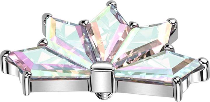 Image du produit Star Piercing Dermal Anchor éventail argent cinq cristaux de diamant multicolore (sans laiton, Titane G23)