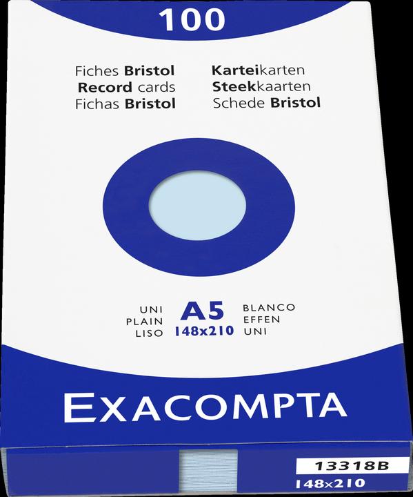 Actual product image Exacompta Index cards blank blue, 100 (A5, 205 g/m², 100 x)