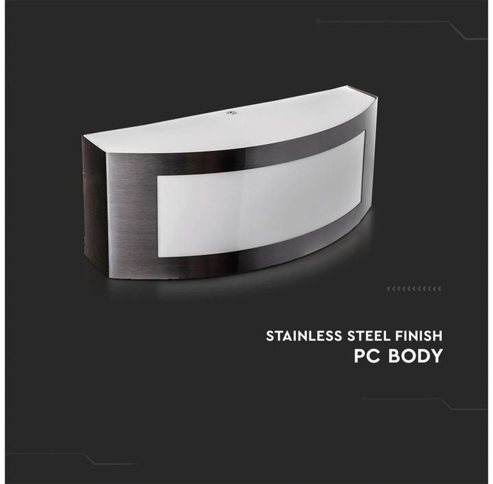Actual product image V-TAC VT7670 Garden Wall Light E27 Stainless Steel PC IP44 (E27, IP44)