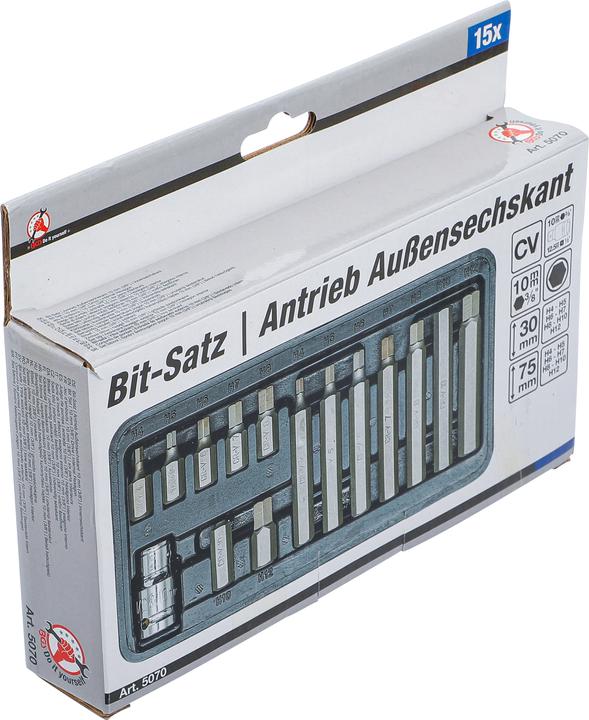 Productafbeelding BGS Bitset | Aandrijving externe zeskant 10 mm (3/8") | Interne zeskant 15 stuks. (10mm)