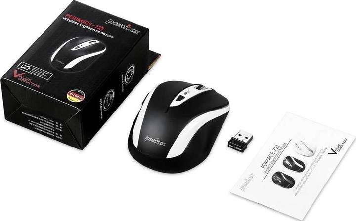 Produktbild Perixx PERIMICE-721 WB Ergonomische Maus Funk Weiss-Schwarz 5 Tasten (Kabellos)