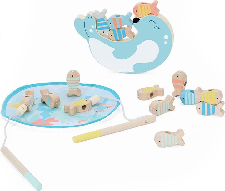 Actual product image Classic World Fishing game seal made of wood, 24pcs.