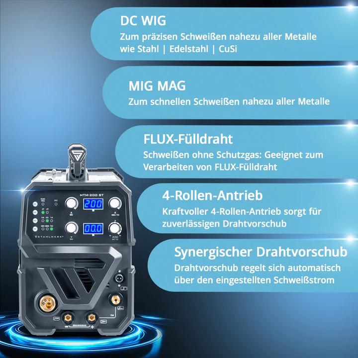 Actual product image Stahlwerk Combination welding machine MTM-200 ST 3-in-1 with 200 A synergic wire feed