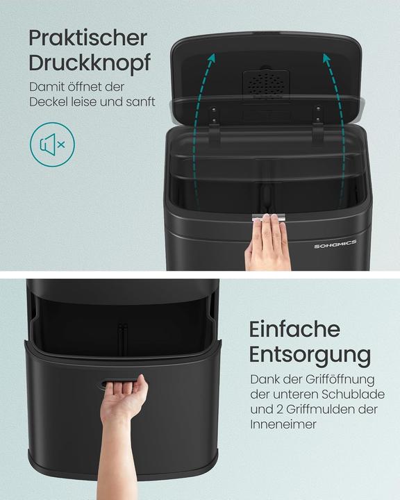 Actual product image Songmics Mülleimer für die Küche (2 x 10 L und 30 L) (50 l)