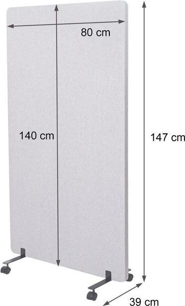 Actual product image Mendler Acoustic partition wall, office privacy screen room divider pin board, double-walled rollable (147 x 80 x 39 cm)
