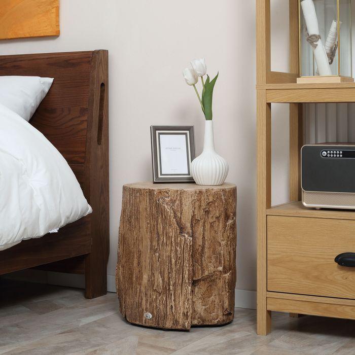 Immagine prodotto Swisshandel24 Tavolino con piedini livellanti in stile ceppo d'albero 37cmx37cmx43cm cemento marrone (37 x 37 x 43 cm)