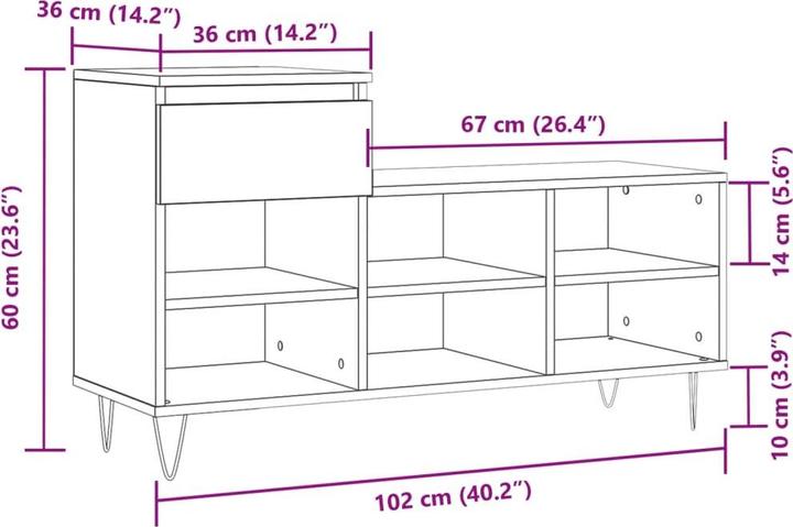 Actual product image VidaXL Uriah (102 x 36 x 60 cm)
