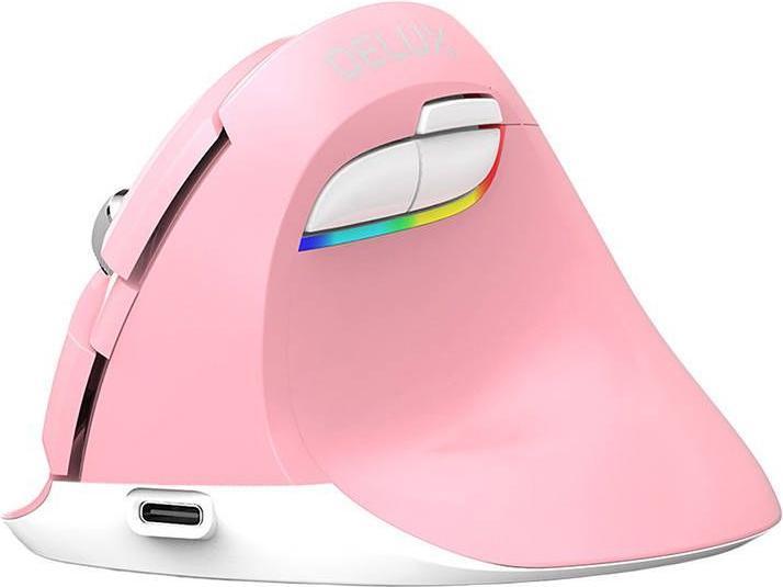 Actual product image Delux Wireless Vertical Mouse M618Mini DB BT+2.4G 2400DPI (pink) (Wireless)