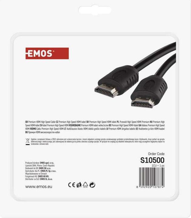 Immagine prodotto Emos Cavo HDMI 2.0 A maschio - A maschio ad alta velocità 5m (5 m, HDMI)
