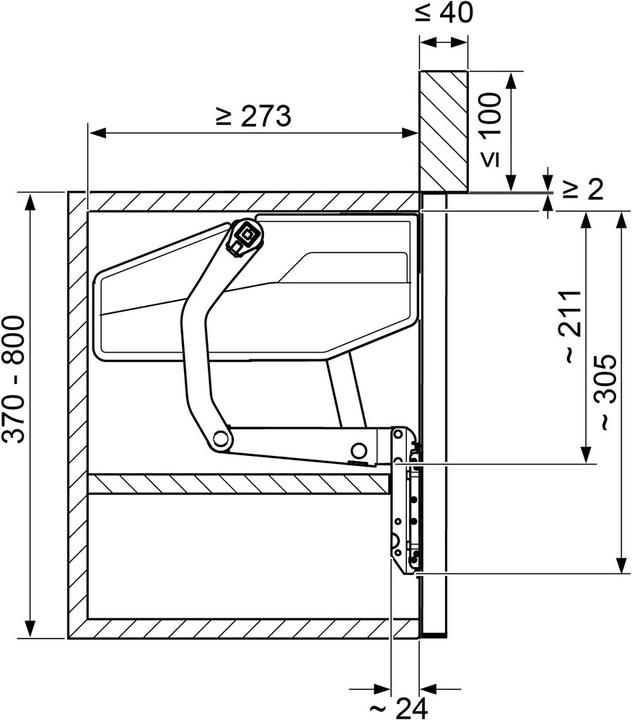 Actual product image Peka Metall High swing flap FREEswing