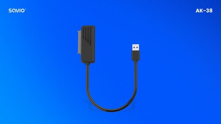 Produktbild Savio AK-38 cable gender changer SATA USB Type-A Black (USB-A, SATA 7-pin, 6.50 cm)