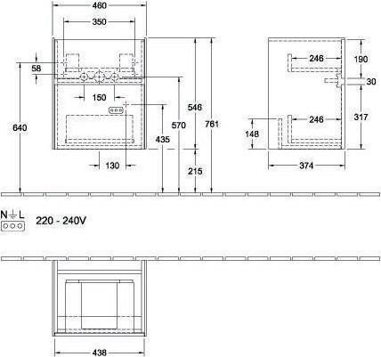 Immagine prodotto Villeroy & Boch V&B Mobile lavabo COLLARO 460x546x374mm con LED-B. Rovere Kansas (46 x 37,5 x 54,5 cm)