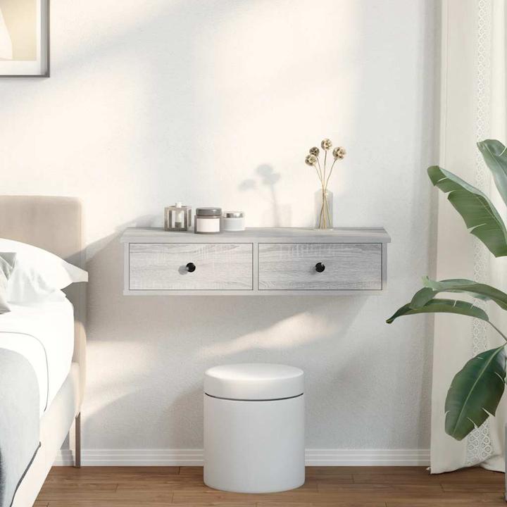 Actual product image VidaXL Wall shelf with drawers Grey Sonoma 80x31x17 cm Wood-based material